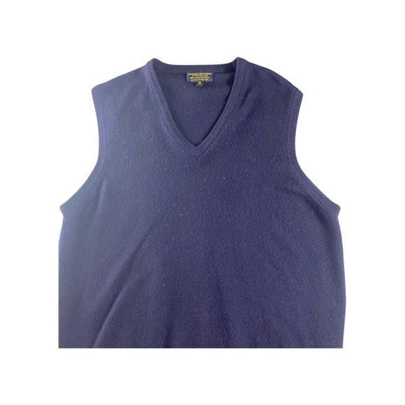Brooks Brothers Mens Pure Cashmere V Neck Sweater Vest Navy Size 46 - Picture 2 of 7